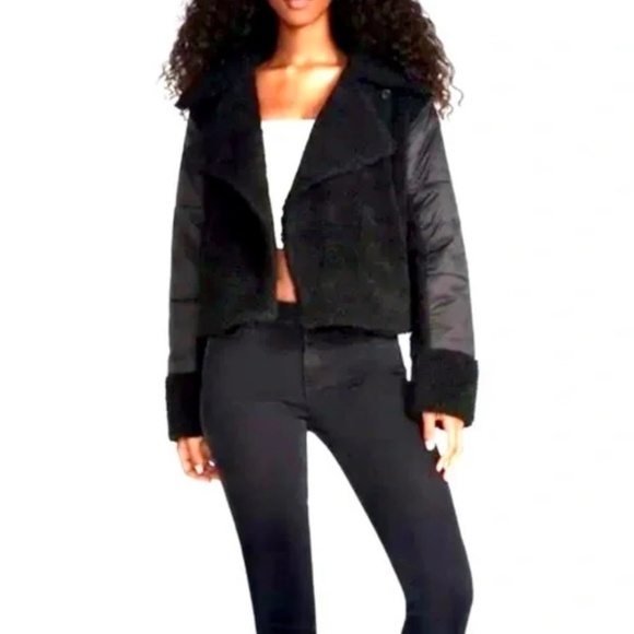 NEW Steve Madden Black Teddy Jacket Puffer Detailed Size M - Picture 2 of 13